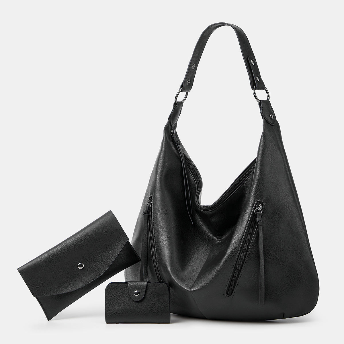 Ounamei Vegan Leather Hobo Shoulder Bag for Women | Large Capacity Purse with Matching Wallet & Card Holder | Shoulder & Crossbody Carry