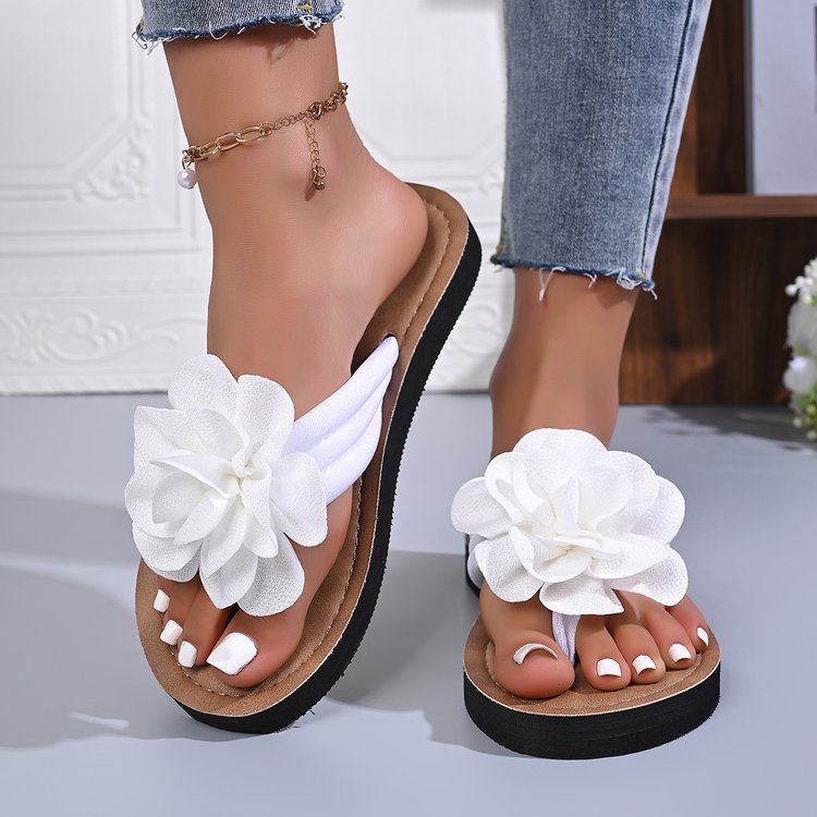 Women's Isolde Floral Bow Flat Slide Sandals - Elegant Summer Comfort Slides (US 4-10.5)