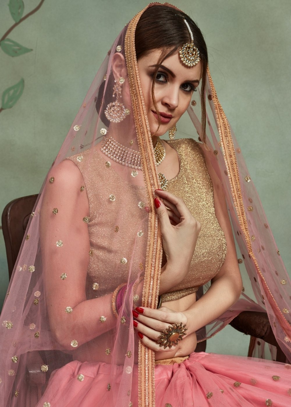 Rouge Pink Designer Soft Net Lehenga Choli with Sequins work | Ready To Wear - qivii