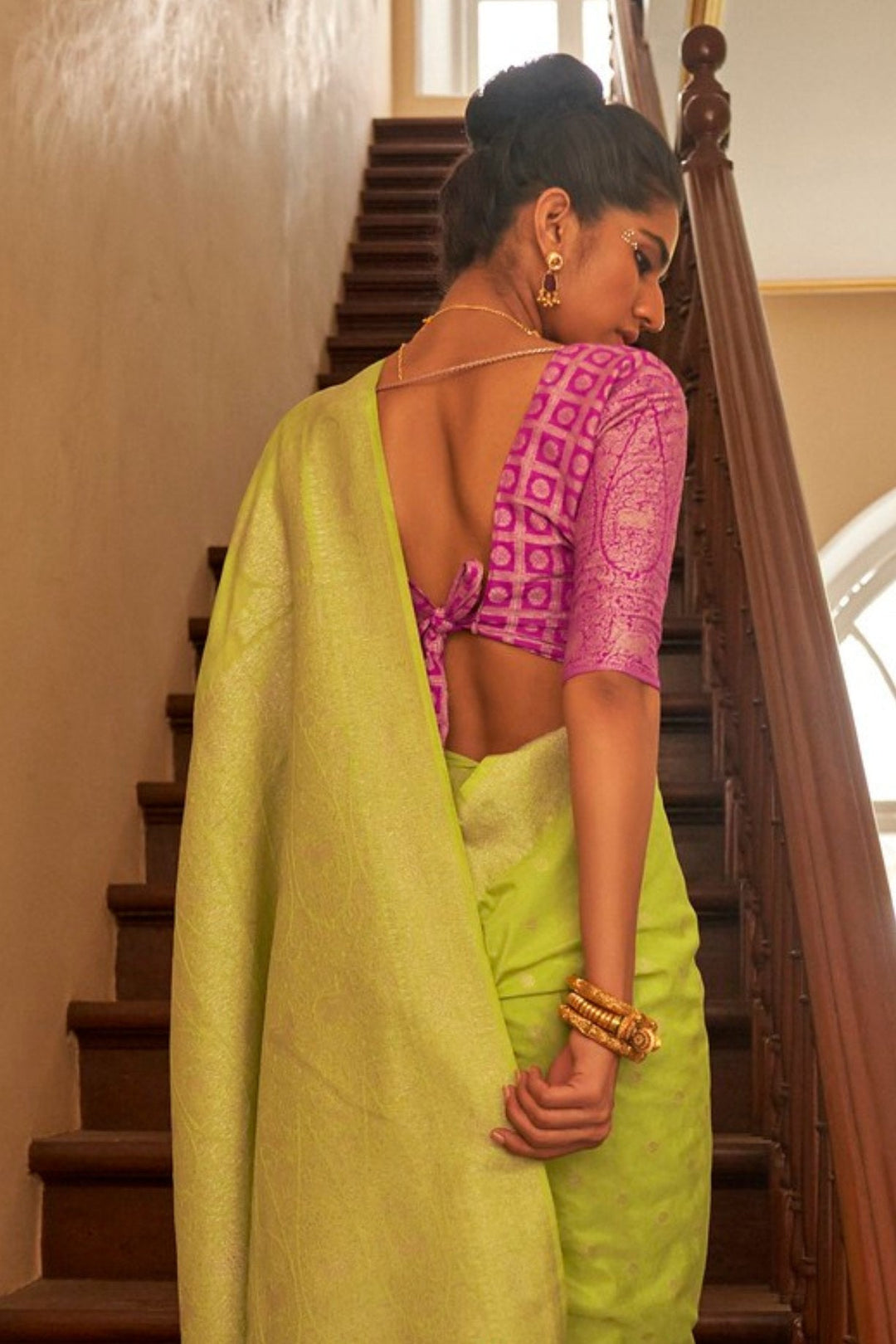 Tacha Green Zari Woven Banarasi Saree