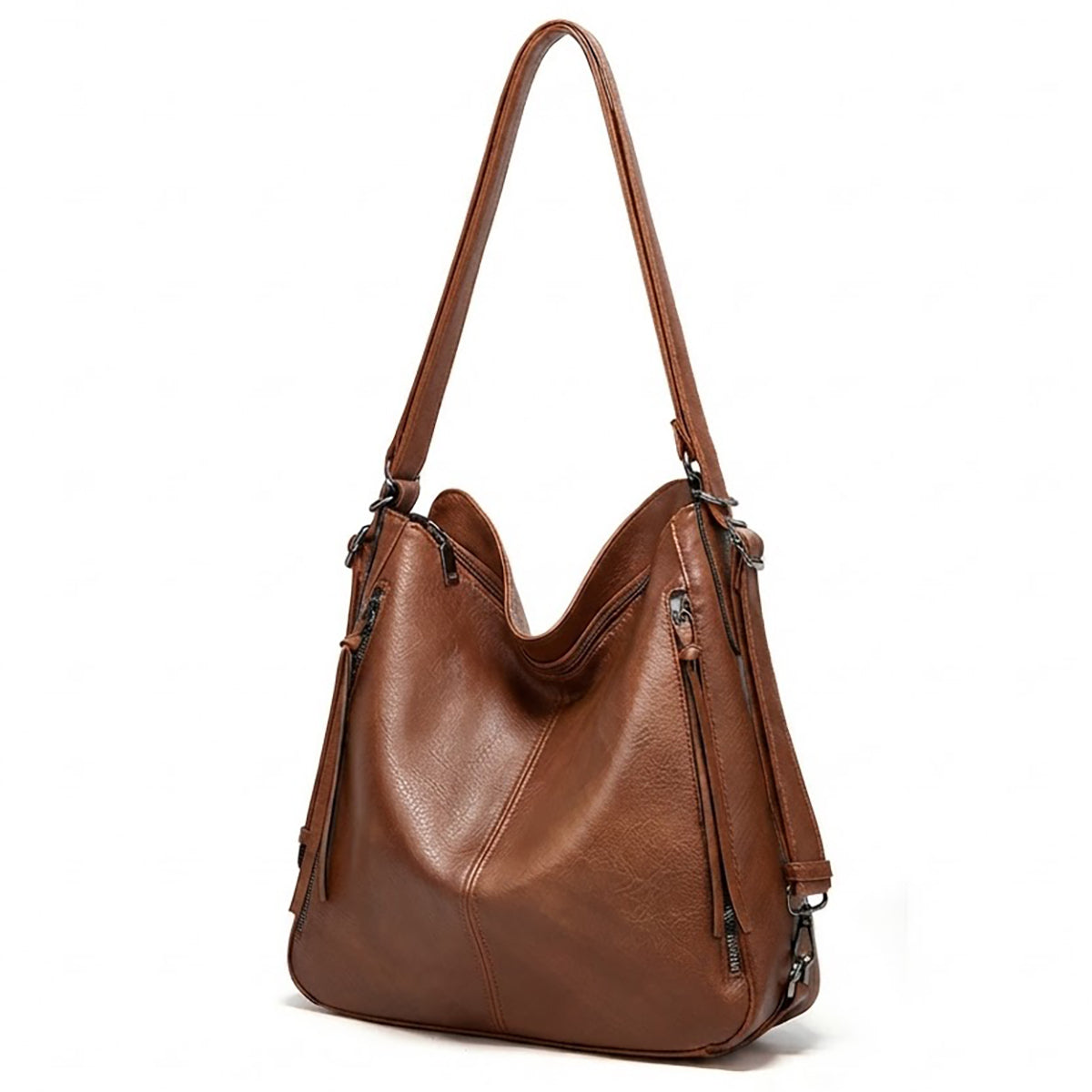 Ounamei Vegan Leather Hobo Tote Bag for Women | Multi-Way Carry Shoulder Crossbody Backpack Bag with Matching Wallet