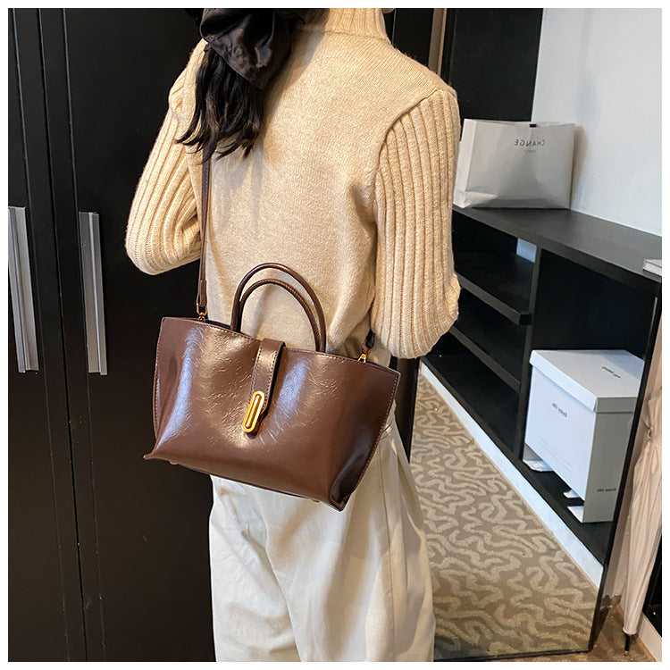 Women's Polished Commuter Tote - Textured Leather Convertible Work Bag | Spacious Crossbody to Handheld Carryall for Professionals