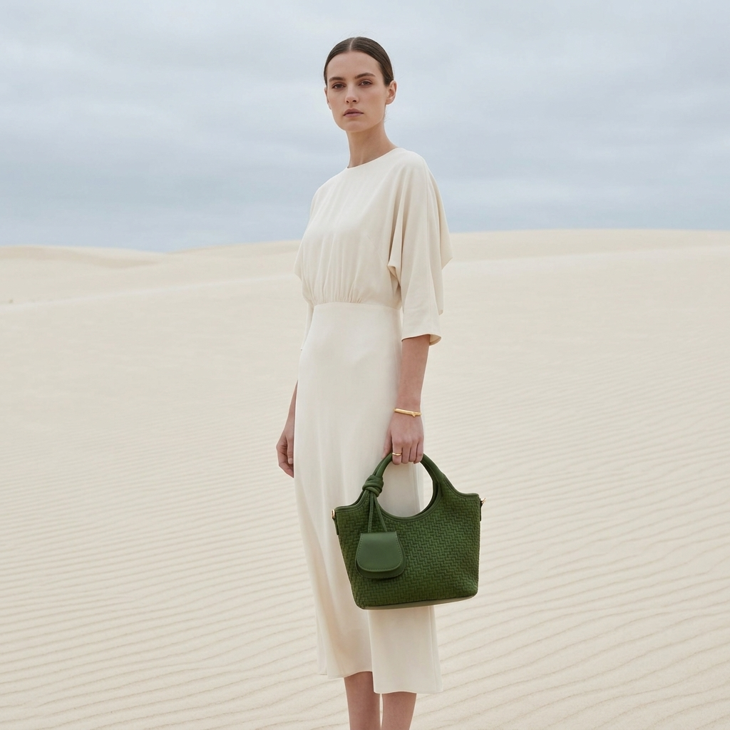 Verdant Weave Handbag in Vegan Leather  - By Qivii
