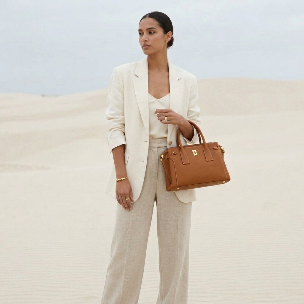 Monica Bag in Pure Leather  - By Qivii