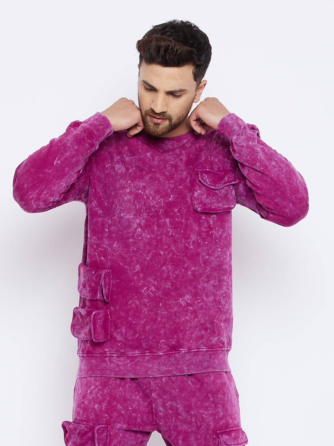 Magenta Washed Oversized Sweatshirt