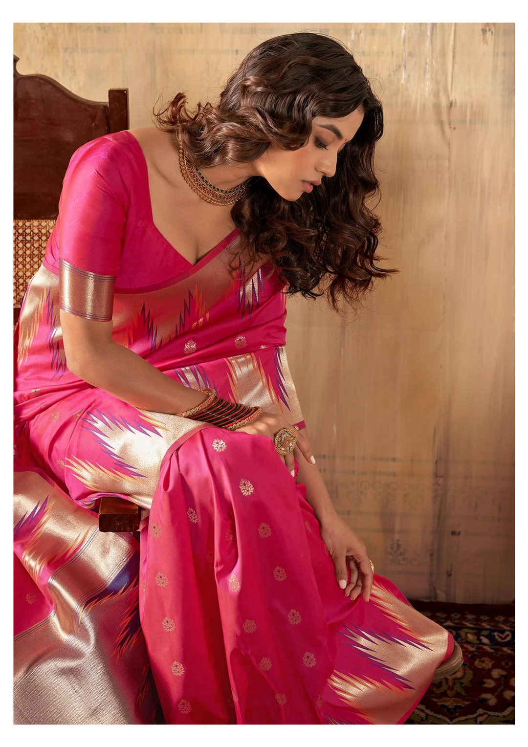 Rani Pink Banarasi Silk Saree