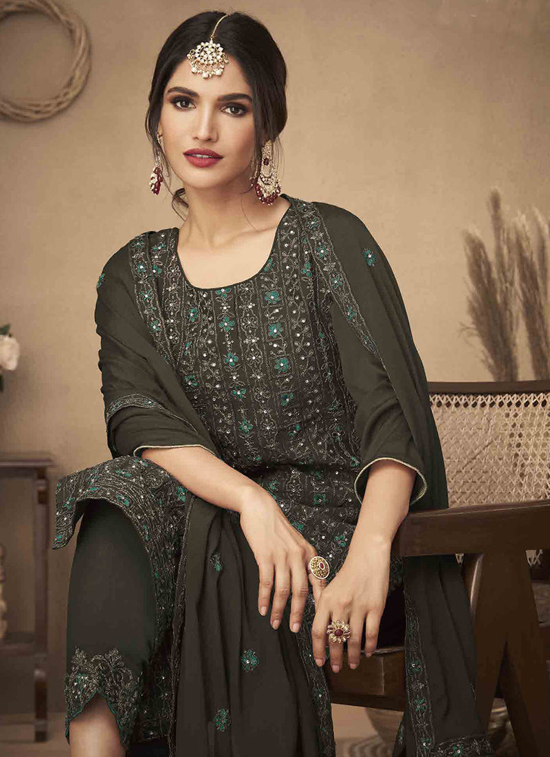 Olive Green Embroidery Traditional Salwar Suit