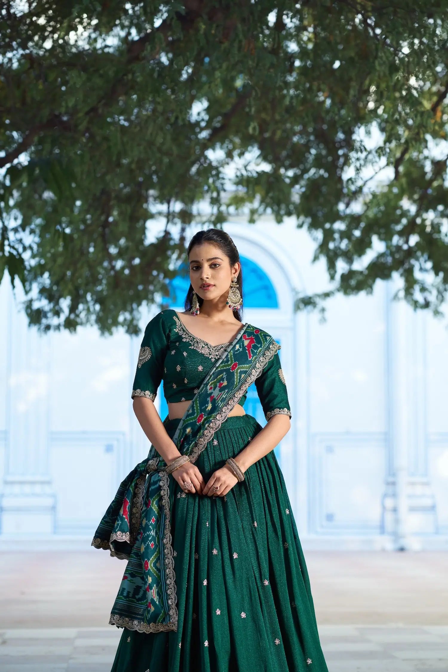 Deep Green Embroidery Lehenga Choli
