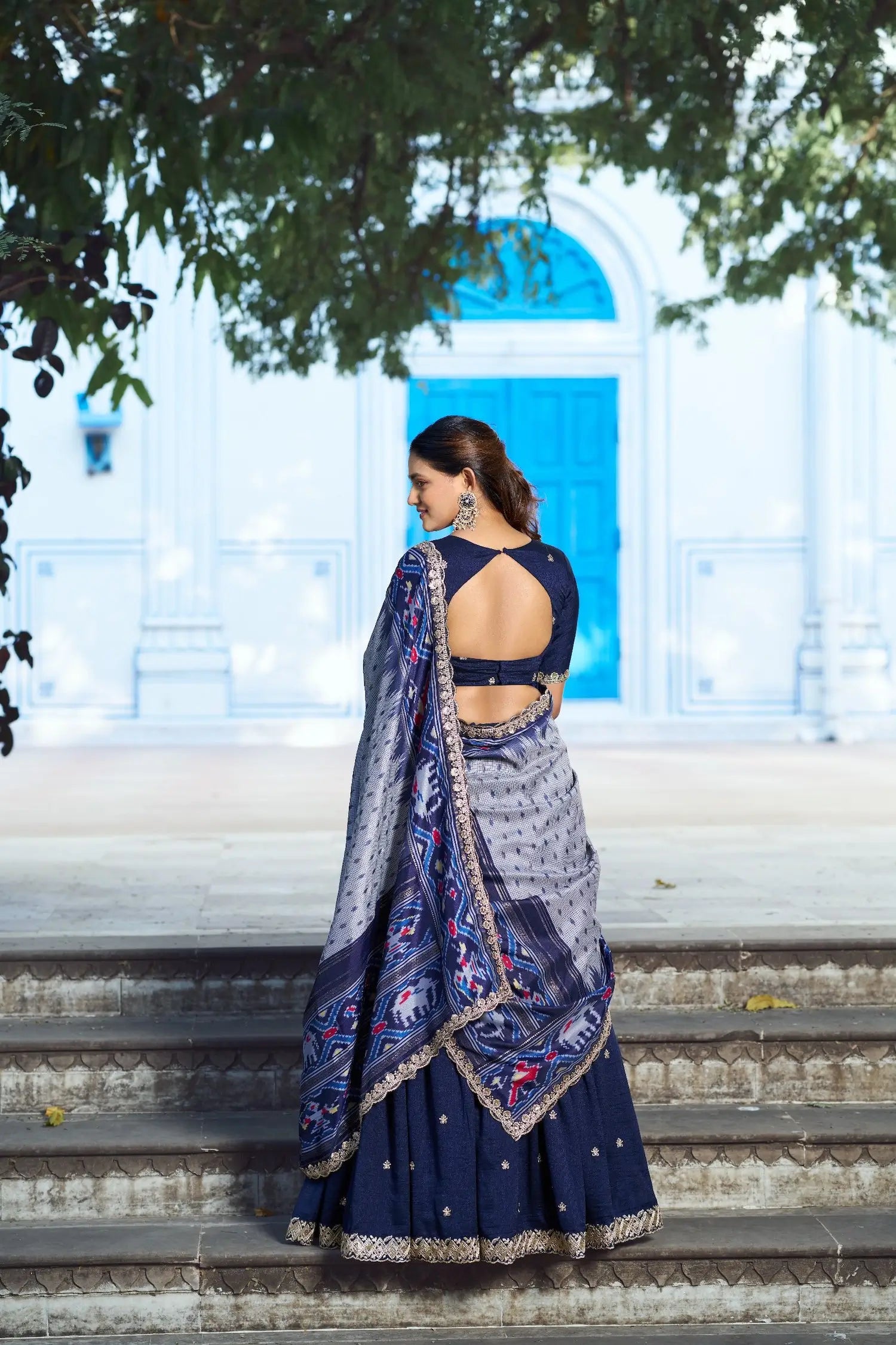 Navy Blue Embroidery Lehenga Choli