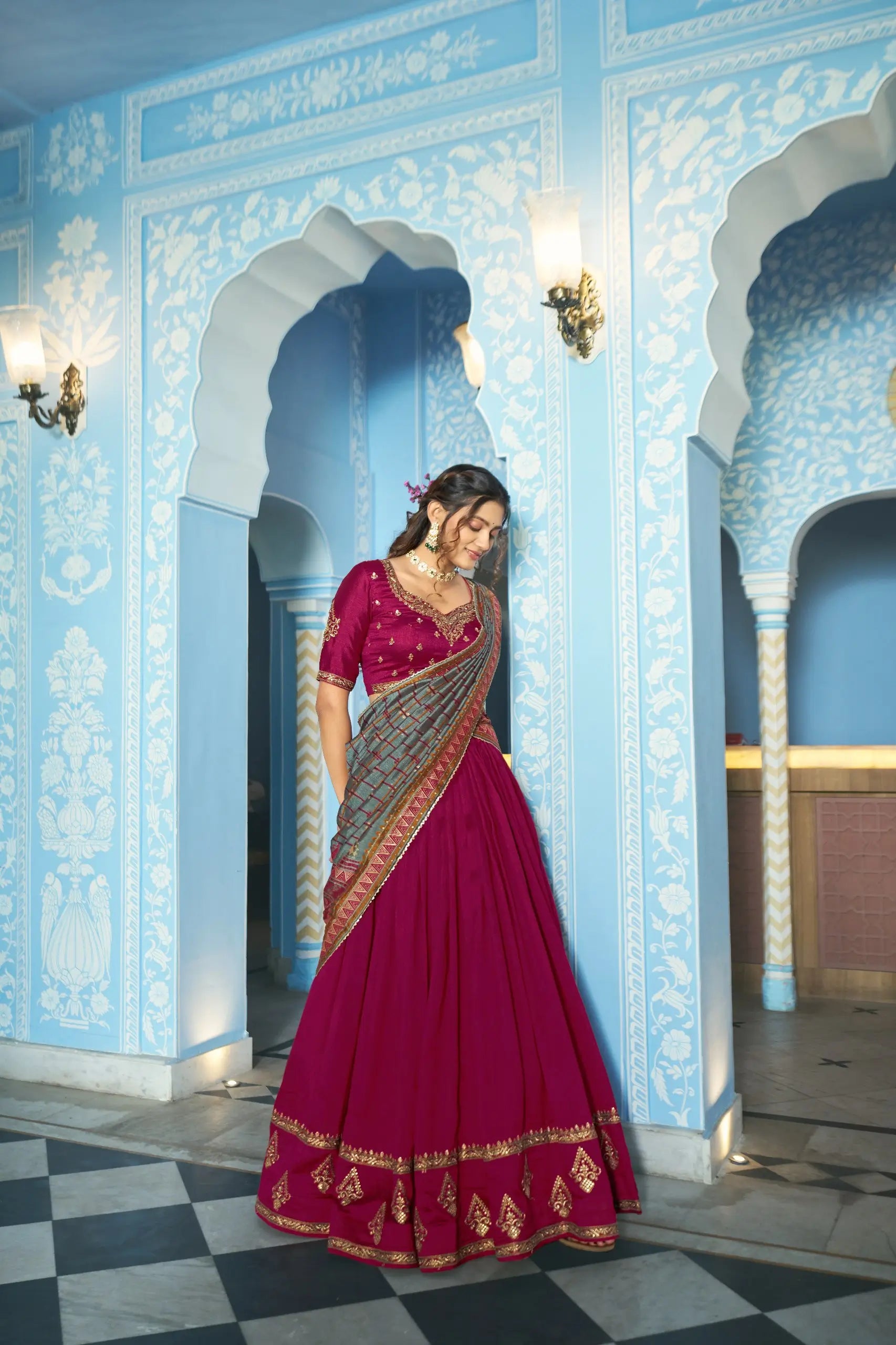 Rani Pink Silk Embroidery Lehenga Choli