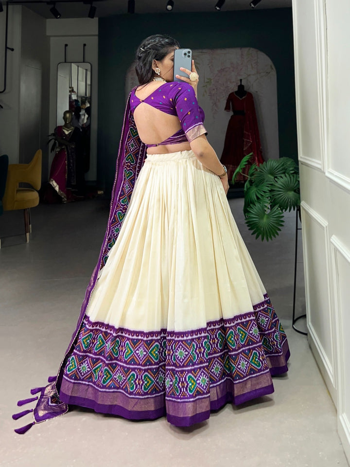 Purple Color Tussar Silk Patola Print Lehenga Choli