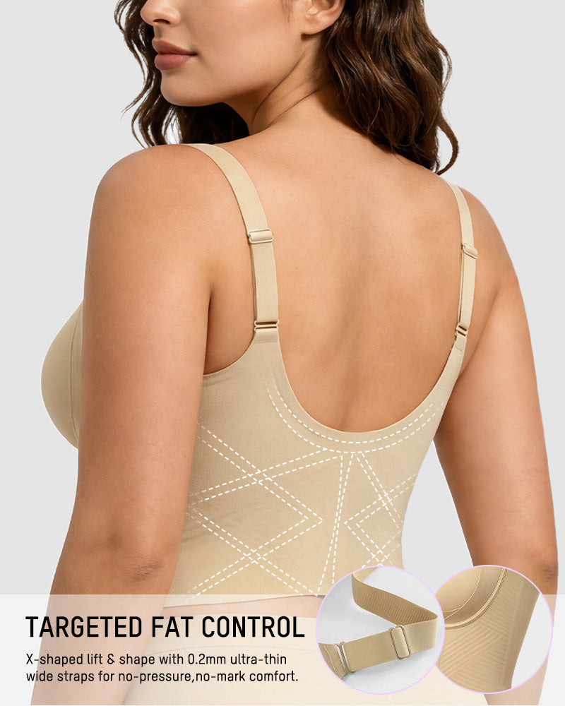 Underwire Front Zipper Corset Shaping Bra with Adjustable Straps