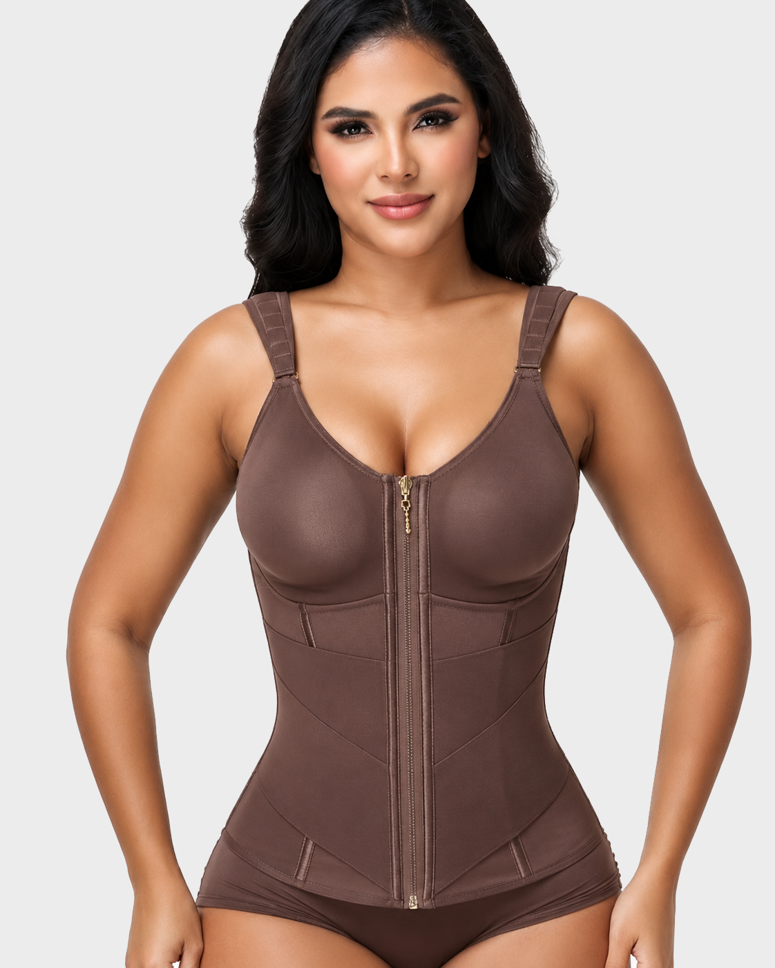 Double Compression Wide Adjustable Strap Waist Trainer Zipper Shaping Vest