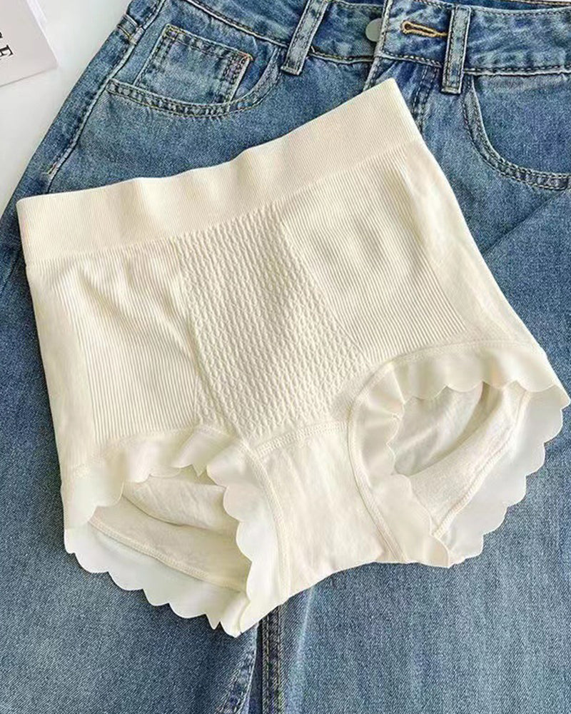 High Waist Tummy Tuck Cotton Antibacterial Bottom Seamless Underwear  - By Qivii