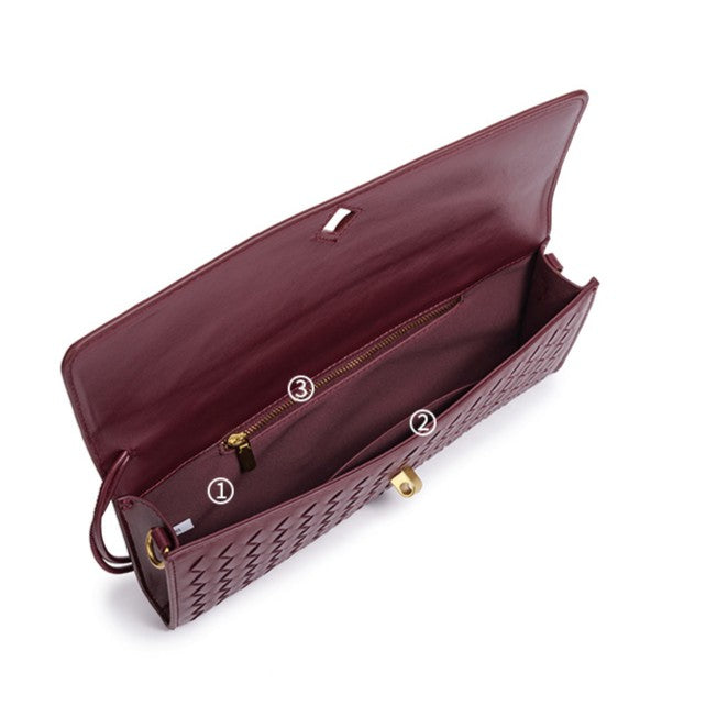Women's Celestial Baguette Clutch - Kiss-Lock Woven Minaudière with Chain Strap