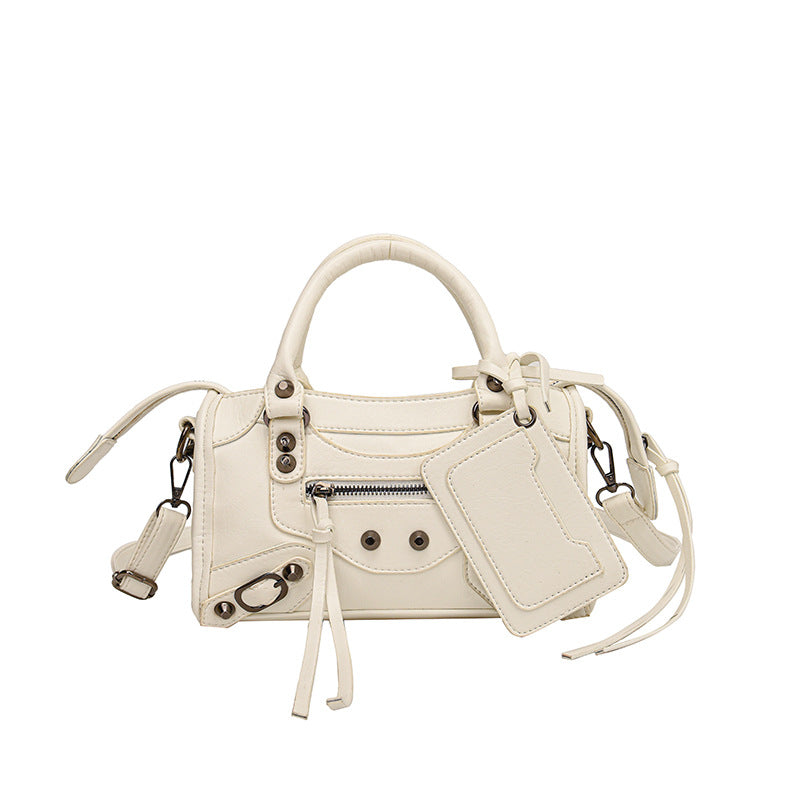 Women's Vintage Edge Satchel – Artisan Studded Motorcycle Bag with Convertible Crossbody Strap
