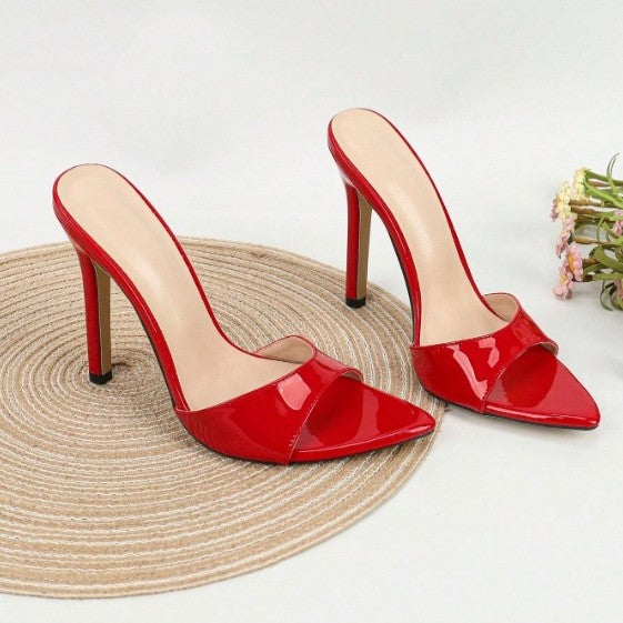 Women’s Vivienne Pointed-Toe Stiletto Slides – Sexy Luxe Open-Toe Party Heels (US4–10.5)