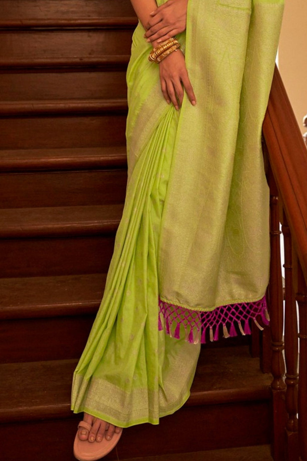 Tacha Green Zari Woven Banarasi Saree