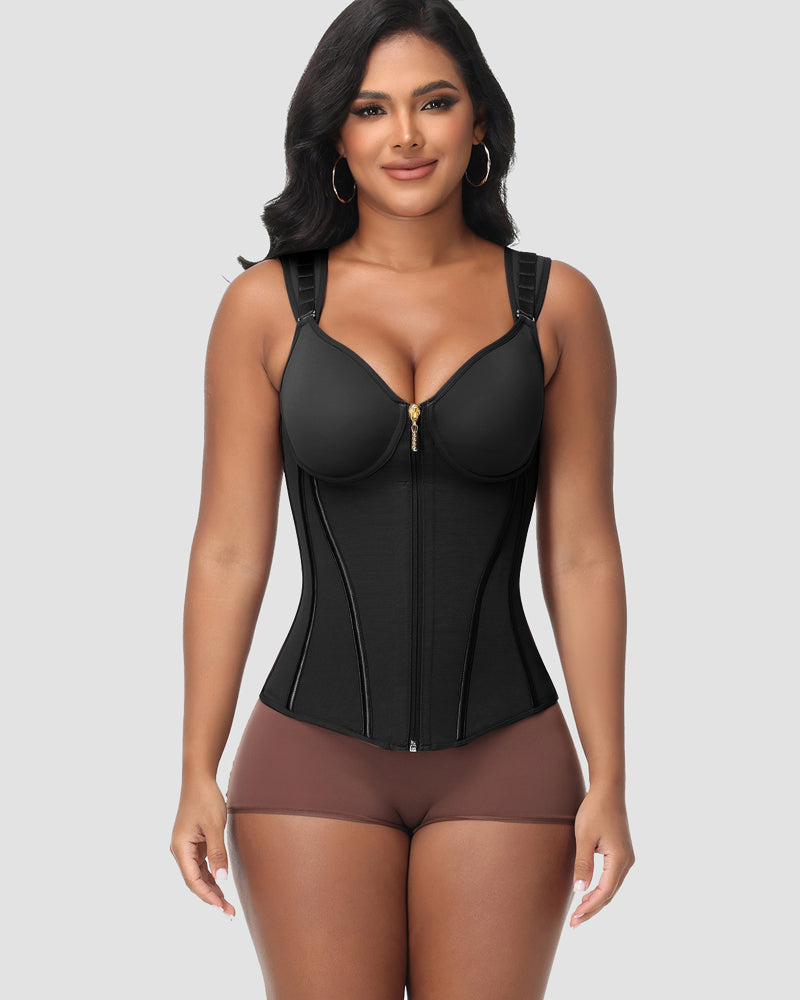 Double Compression Long Slimming Faja Waist Trainer Zipper Vest with Bra