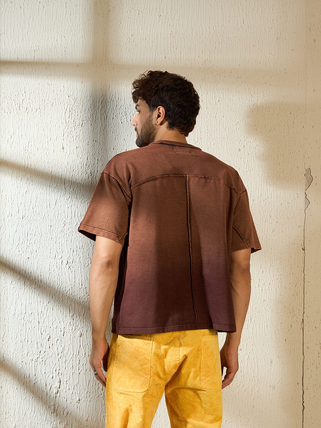 Brown Ombre Cut & Sew Oversized Tshirt