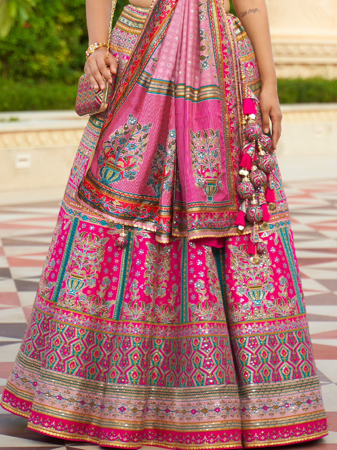 Ready to wear traditional Indian outfit with stunning pink silk fabric