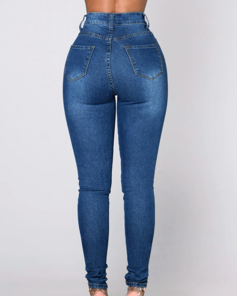 High Waist Elastic Tummy Control and Hip Lift Skinny Jeans  - By Qivii