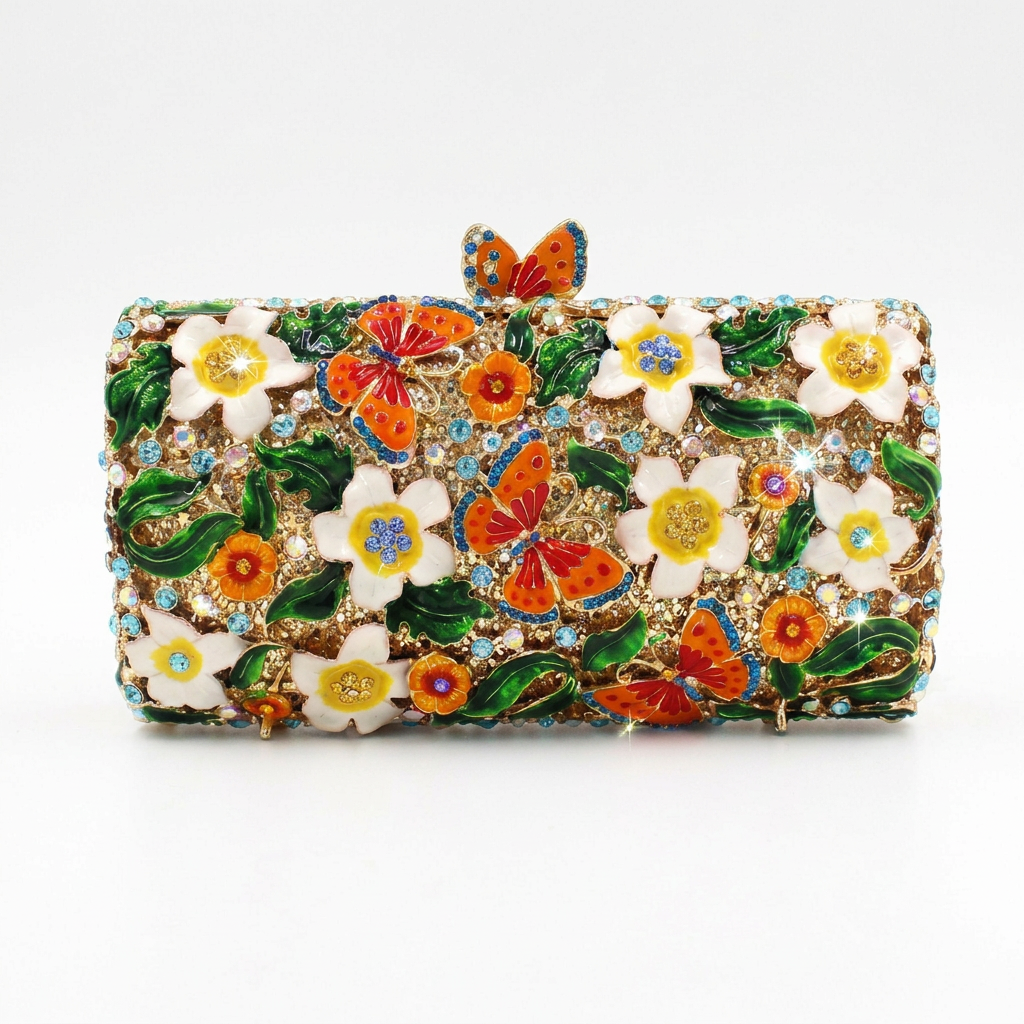 Butterfly Garden Crystal Clutch  - By Qivii