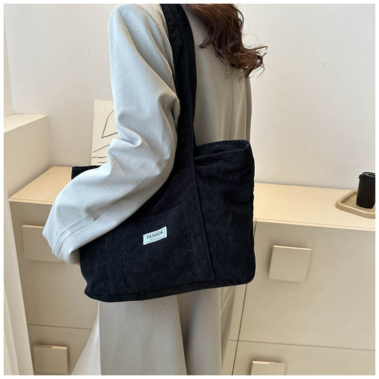 Women's Corduroy Tote Bag | Stylish & Minimalist Large-Capacity Shoulder Bag for Commuting