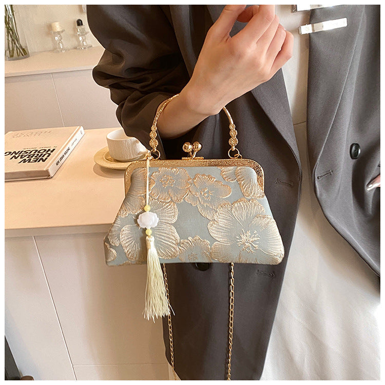 Women's Vintage Satin Mini Crossbody Bag - Retro Silk Handheld Purse - Petite, Elegant & Versatile