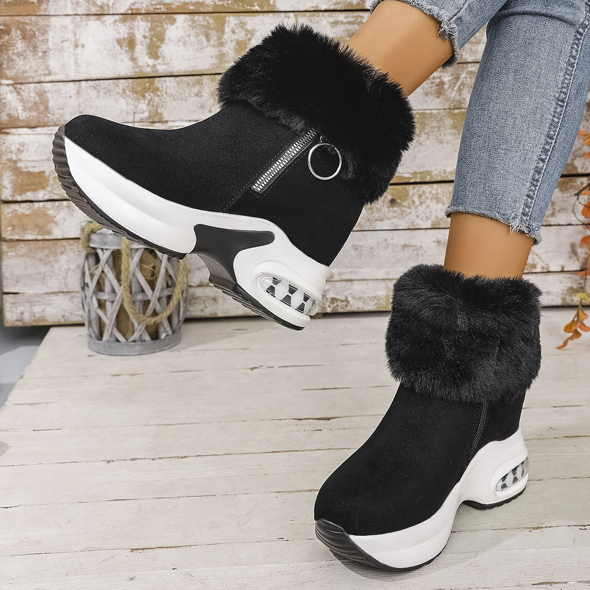Women's Cozy-Chic Snow Boots - Plush Lined Faux Suede Platform Ankle Boots (US 4-10.5)