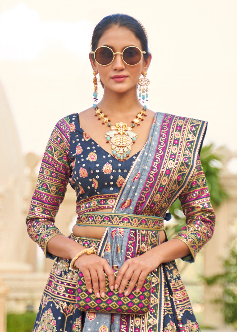 Purple & Pink Ready to Wear Designer Silk Lehenga Choli with Sparkle & Mirror work | Ready To Wear - qivii