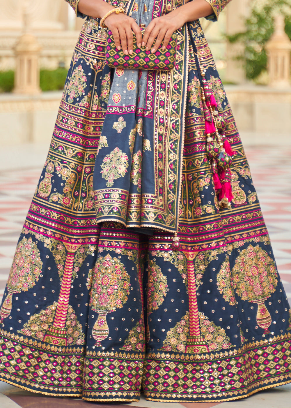 Purple & Pink Ready to Wear Designer Silk Lehenga Choli with Sparkle & Mirror work | Ready To Wear - qivii
