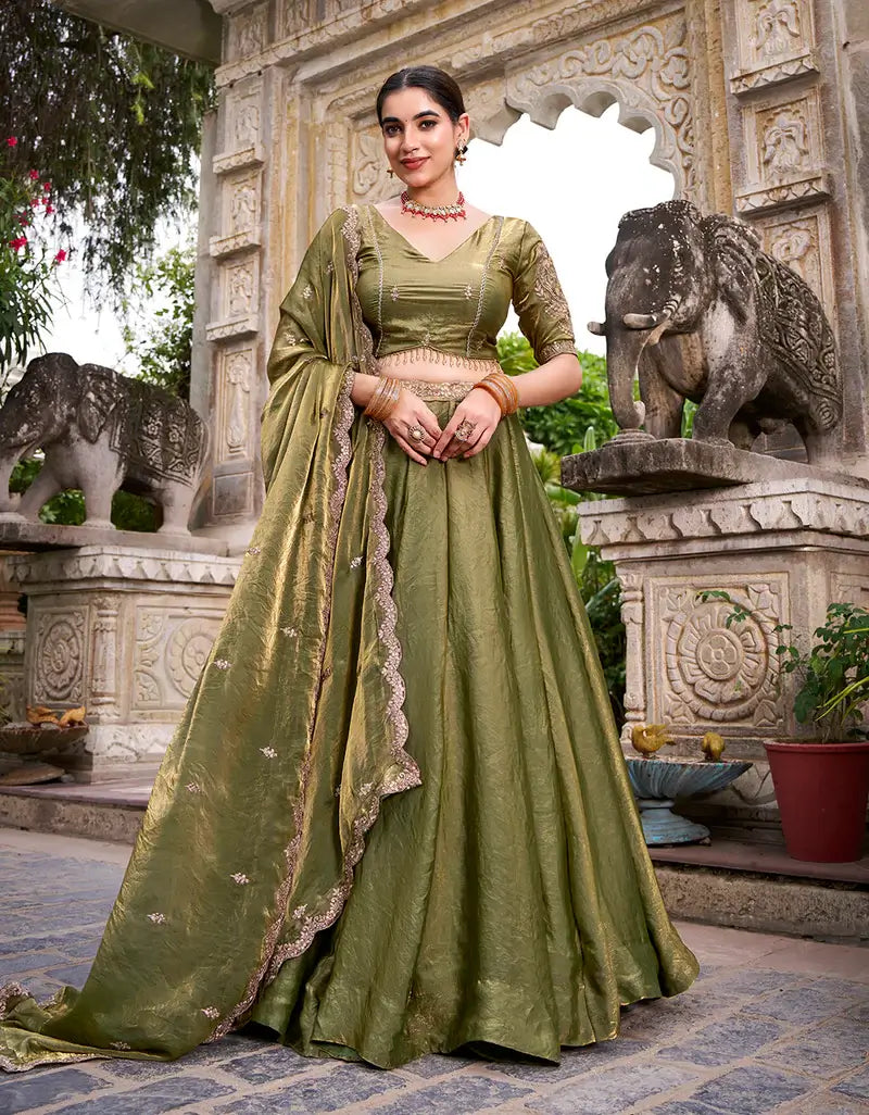fendi dress green Olive Embroidery Lehenga Choli Fendi vintage