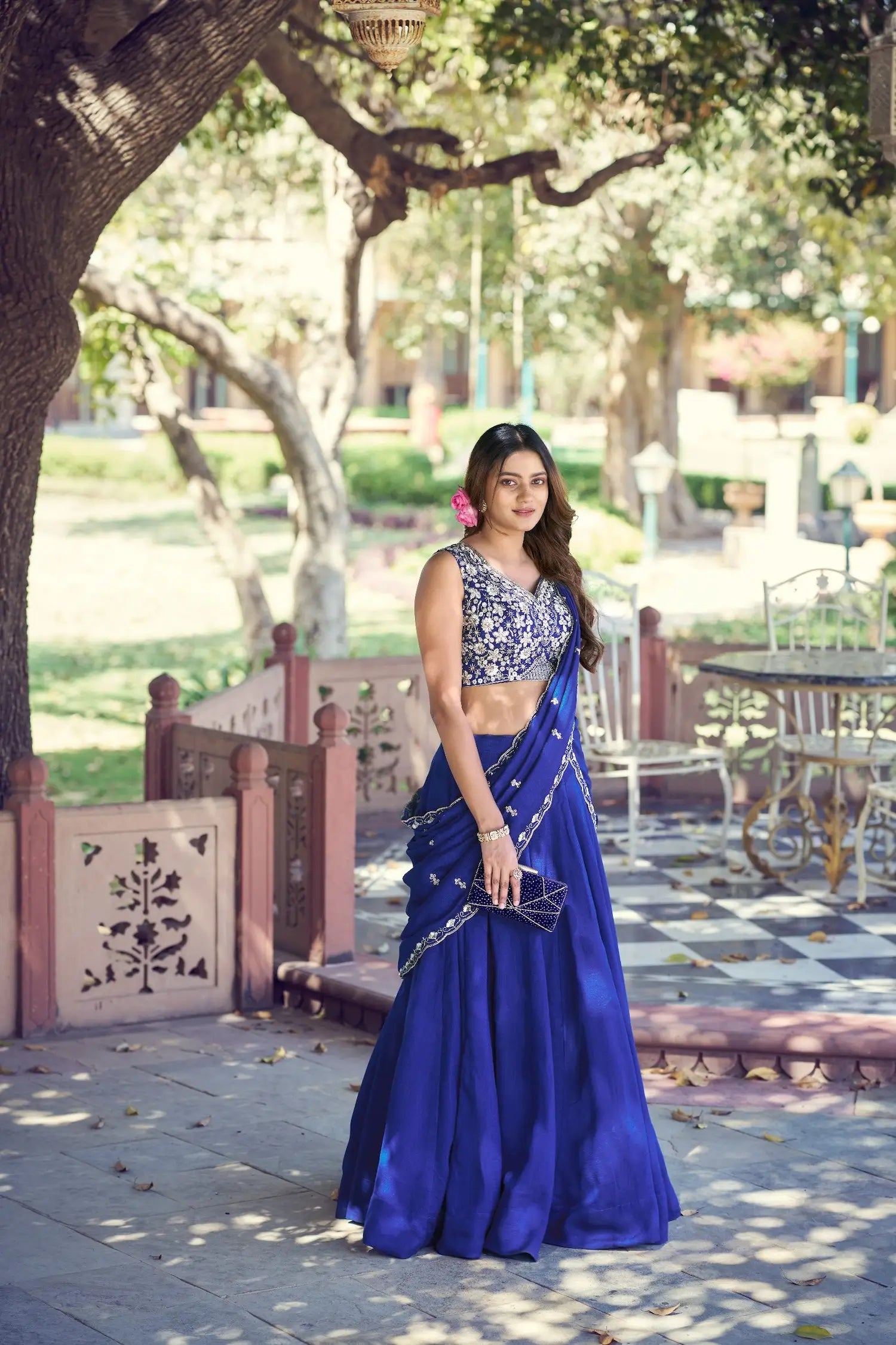 Royal Blue Embroidery & Bead Work Lehenga