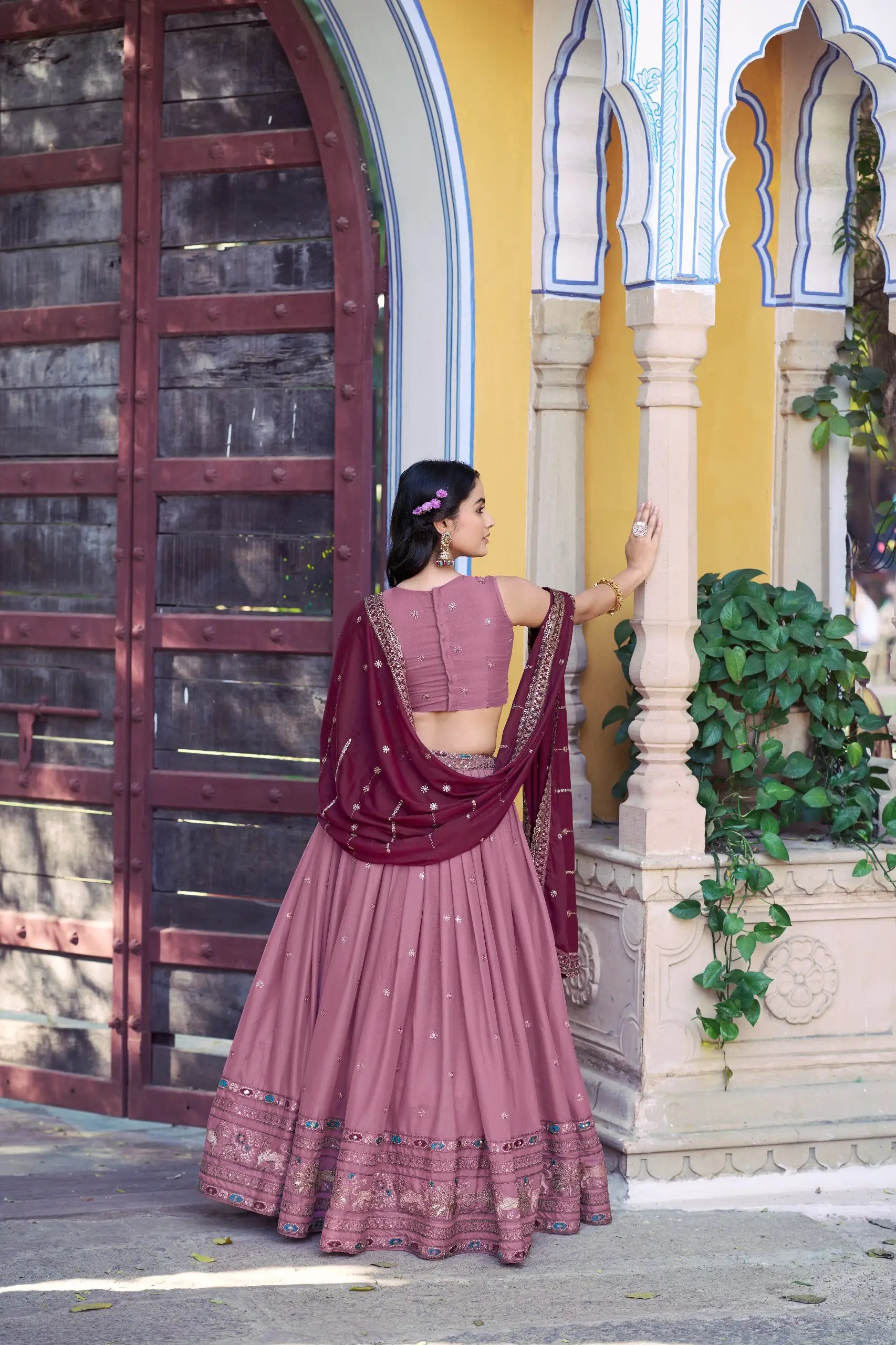Blush Pink Georgette Embroidery Lehenga Choli