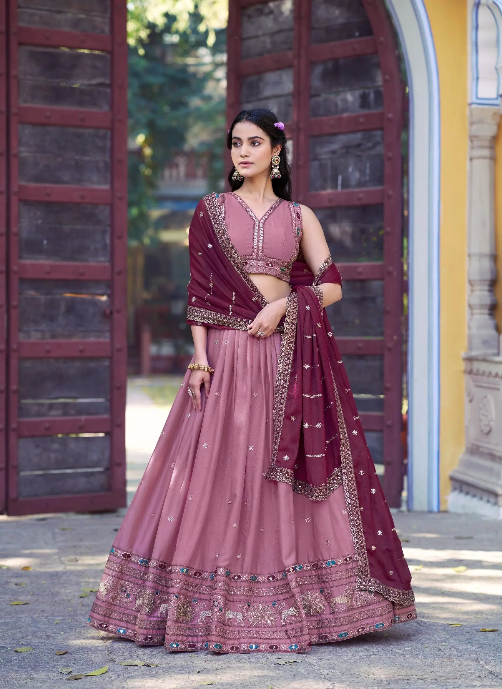 Blush Pink Georgette Embroidery Lehenga Choli