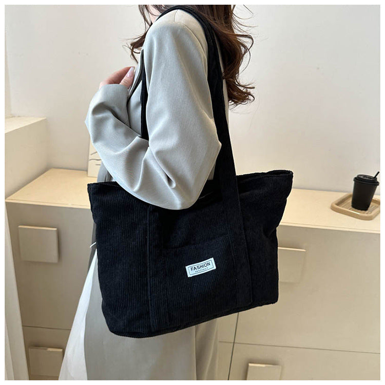 Women's Corduroy Tote Bag | Stylish & Minimalist Large-Capacity Shoulder Bag for Commuting