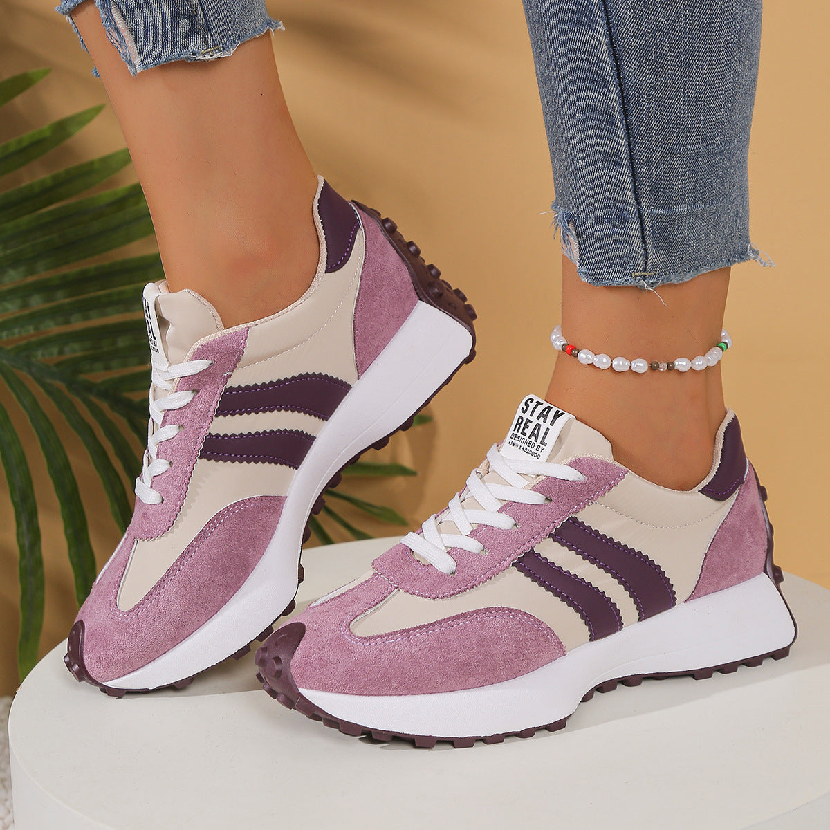 Women's Athena Curve Chunky Retro Runner Sneakers – Extended-Size Vintage Dad Walking Shoes with Sculpted Waist (US 5–11.5)