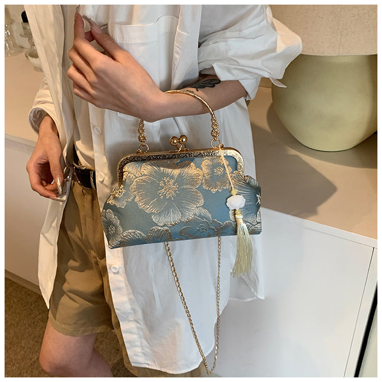 Women's Vintage Satin Mini Crossbody Bag - Retro Silk Handheld Purse - Petite, Elegant & Versatile