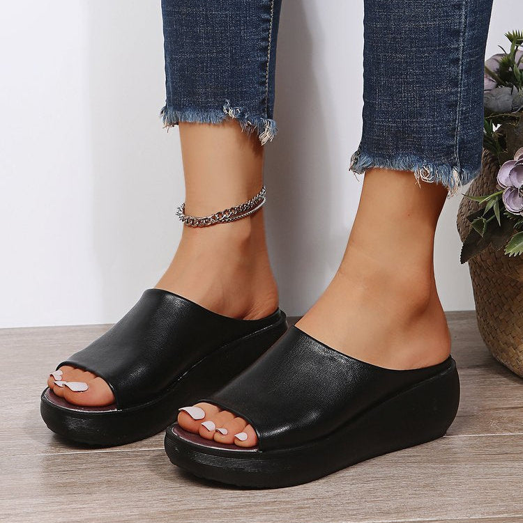 Women's Elowen Peep-Toe Platform Wedge Slide Sandals - Elevated Summer Comfort Slides (US 4-11)