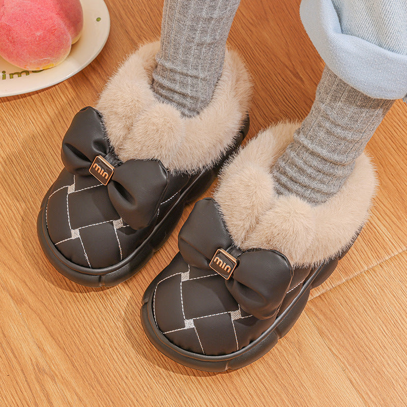 Women's Mabel Quilted Bow Winter Mules - Fuzzy-Lined Waterproof Slip-On Shoes (US 3.5-8.5)