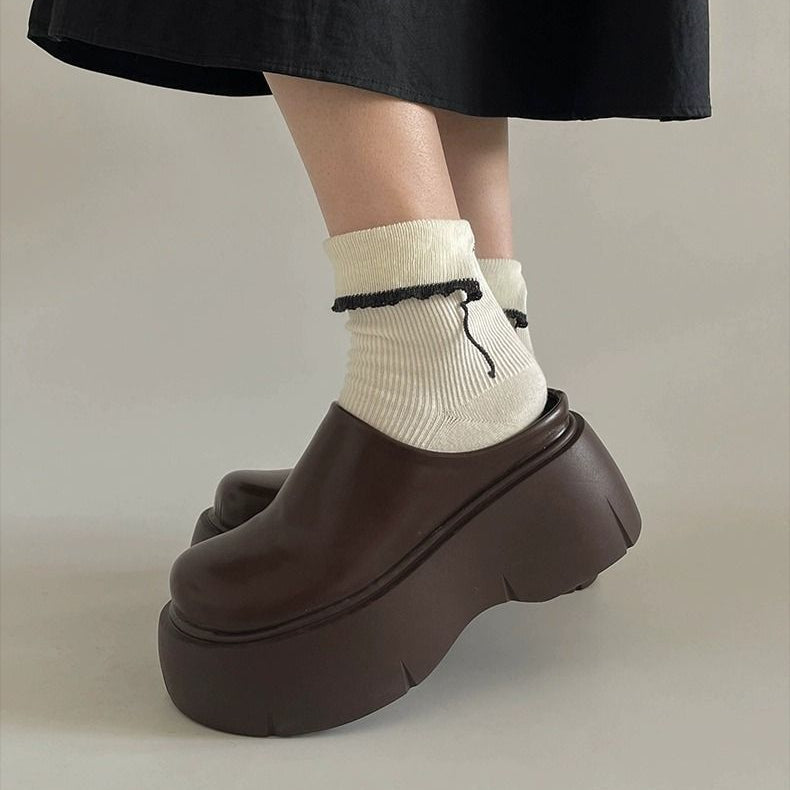 Women's Wren Fleece-Lined Clog Mules - Chunky Platform Closed-Toe Slip-On Shoes (US 4-8.5)