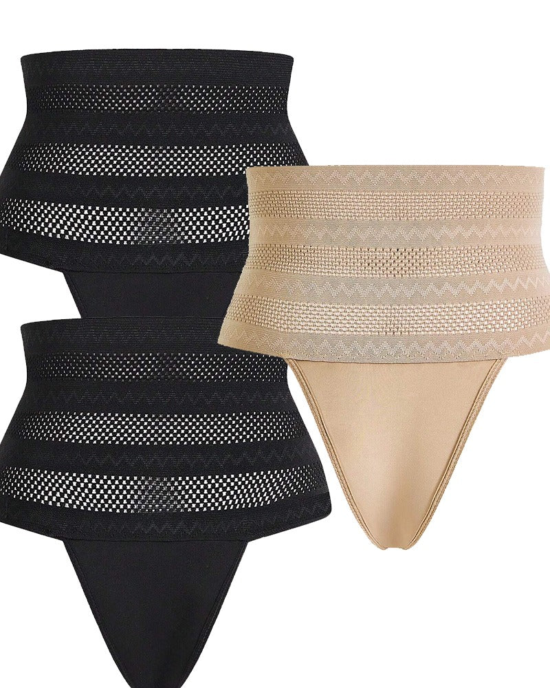 Women's High Waist Shaping Thong Breathable Tummy Control Shapewear Panty  - By Qivii
