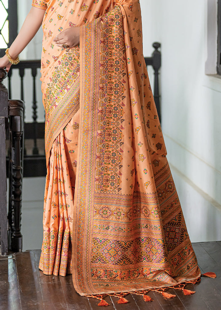 Sandstone Orange Kashmiri Handloom Woven Silk Saree