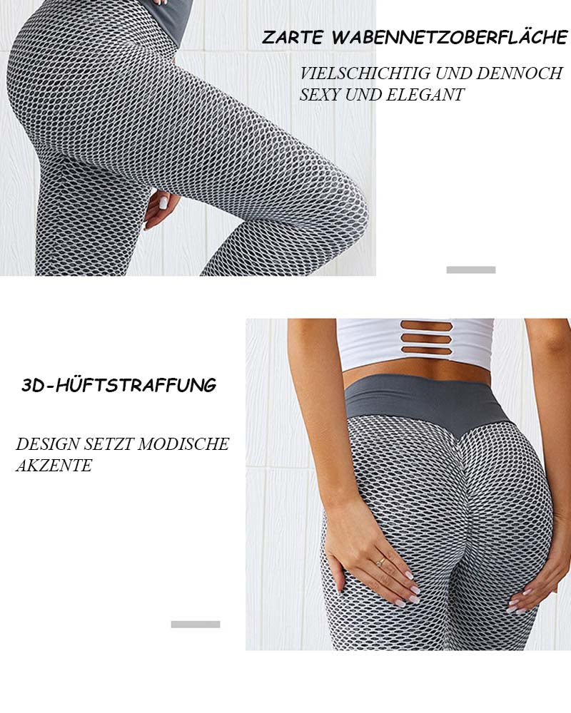 Honeycomb Butt Lifting Anti Cellulite Workout Leggings High Waist Yoga Pants  - By Qivii