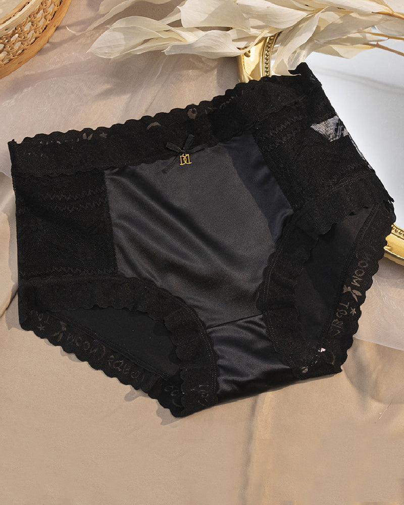 Women's Satin Seamless Ice Silk Mid-waist Briefs Cotton Crotch Butt-Lift Panties  - By Qivii