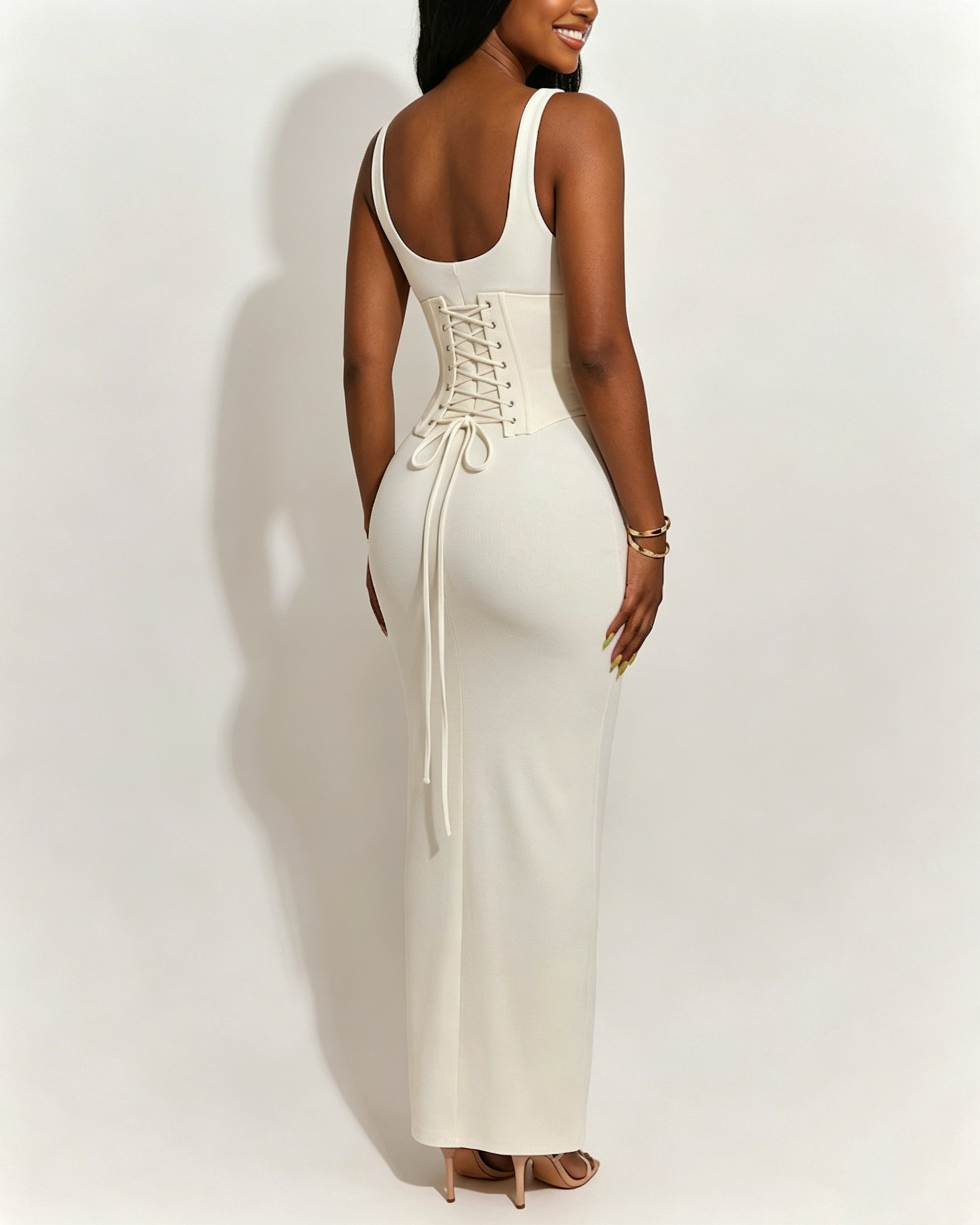 Hourglass Figure Body Shaper The Corset Maxi Dress Two-Piece Set  - By Qivii