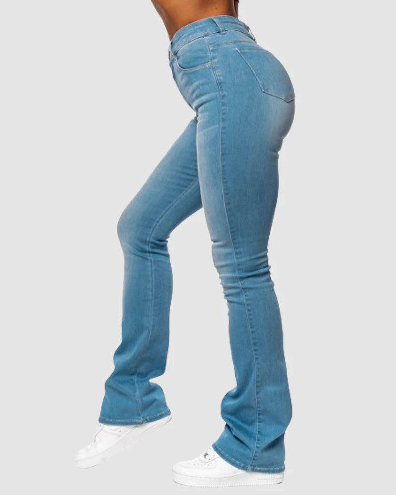 High Waisted Slim Stretch Skinny Flare Jeans  - By Qivii