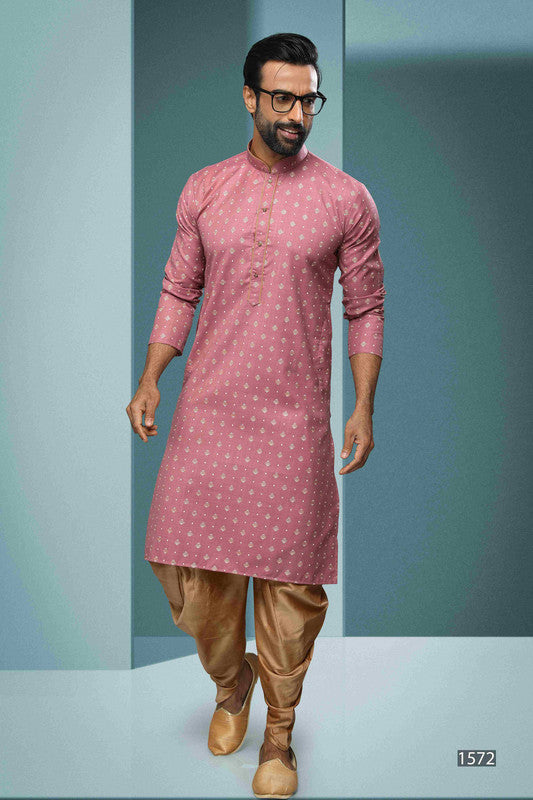 Men's Cotton Digital Print Kurta Pajama In Dark Pink Colour