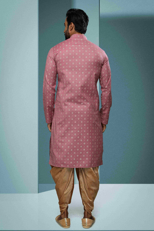 Men's Cotton Digital Print Kurta Pajama In Dark Pink Colour